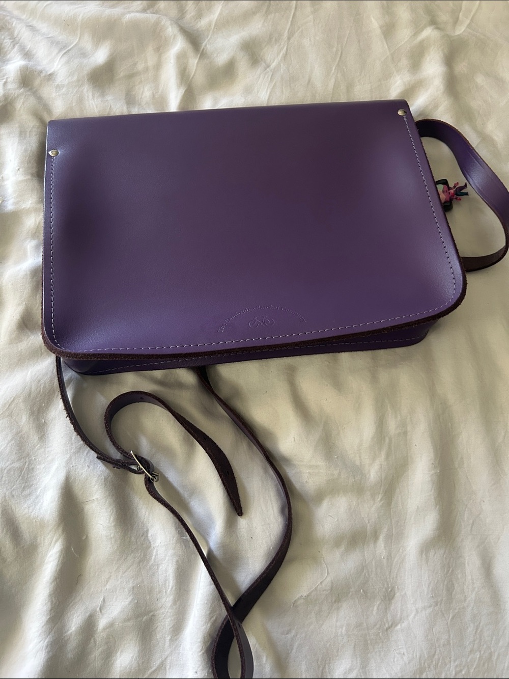 Structured Purple Satchel Crossbody Bag - Picture 3 of 6